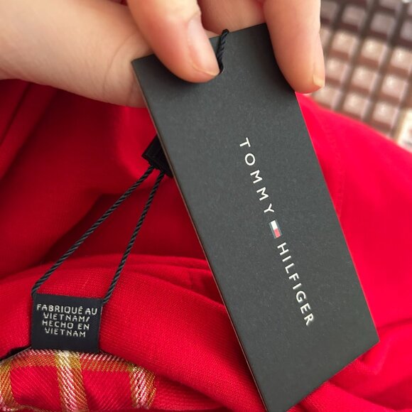 NWT Tommy Hilfiger Women's Red with Metallic Stripes V-Neck Sweatshirt M - Picture 9 of 14